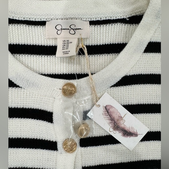 NWT JESSICA SIMPSON Black & White Stripe Long Sleeve Cardigan Size Xs - Picture 8 of 11
